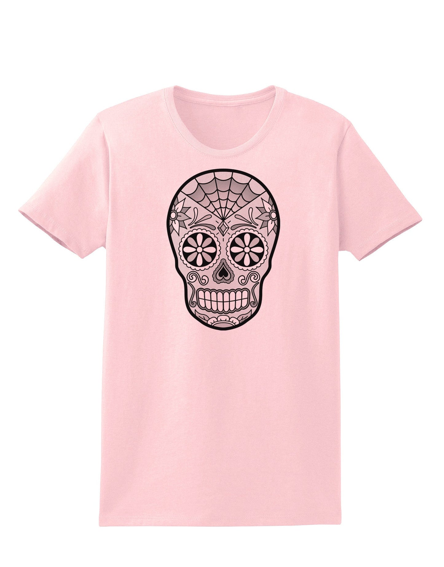 Version 10 Grayscale Day of the Dead Calavera Womens T-Shirt-Womens T-Shirt-TooLoud-PalePink-X-Small-Davson Sales