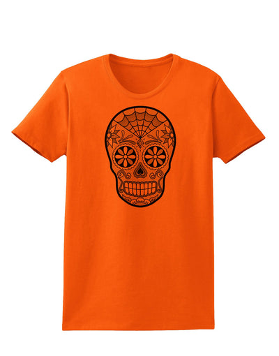 Version 10 Grayscale Day of the Dead Calavera Womens T-Shirt-Womens T-Shirt-TooLoud-Orange-X-Small-Davson Sales