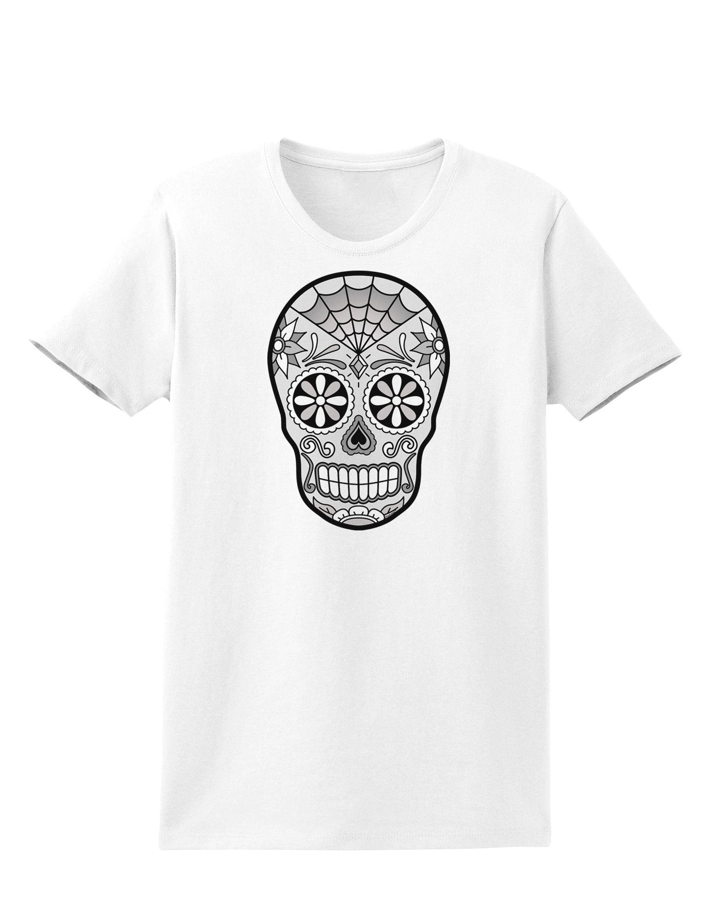 Version 10 Grayscale Day of the Dead Calavera Womens T-Shirt-Womens T-Shirt-TooLoud-White-X-Small-Davson Sales