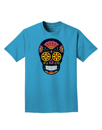 Version 2 Black Day of the Dead Calavera Adult Dark T-Shirt-Mens T-Shirt-TooLoud-Turquoise-Small-Davson Sales