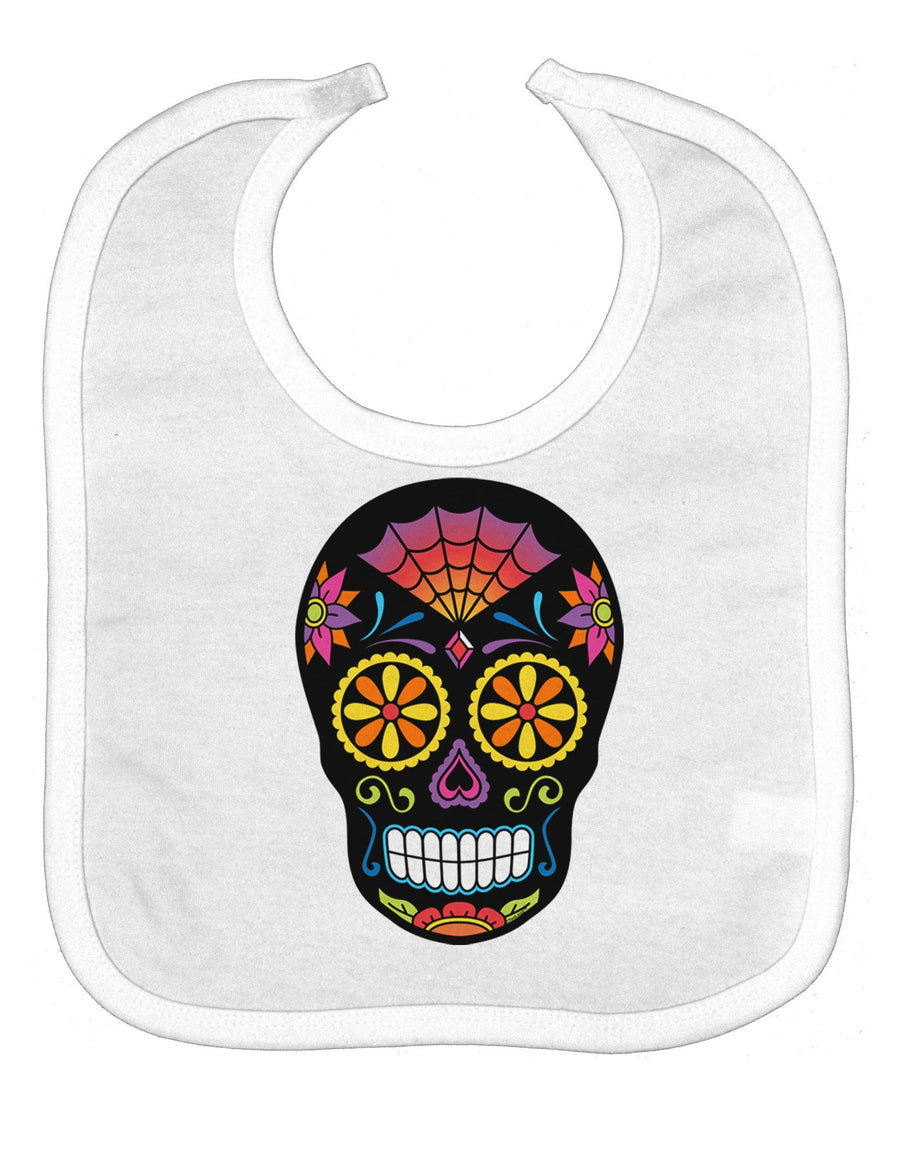 Version 2 Black Day of the Dead Calavera Baby Bib