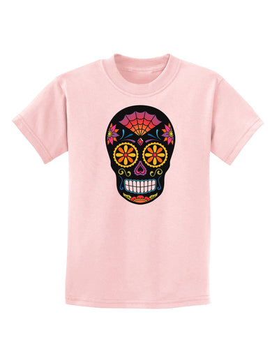 Version 2 Black Day of the Dead Calavera Childrens T-Shirt-Childrens T-Shirt-TooLoud-PalePink-X-Small-Davson Sales