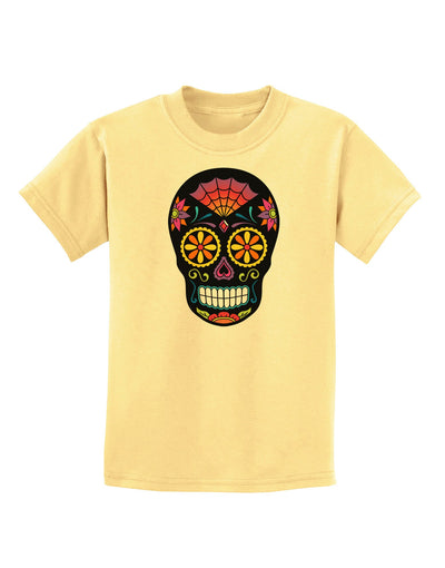 Version 2 Black Day of the Dead Calavera Childrens T-Shirt-Childrens T-Shirt-TooLoud-Daffodil-Yellow-X-Small-Davson Sales