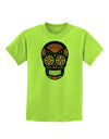 Version 2 Black Day of the Dead Calavera Childrens T-Shirt-Childrens T-Shirt-TooLoud-Lime-Green-X-Small-Davson Sales