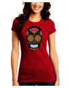 Version 2 Black Day of the Dead Calavera Juniors Crew Dark T-Shirt-T-Shirts Juniors Tops-TooLoud-Red-Juniors Fitted Small-Davson Sales