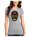 Version 2 Black Day of the Dead Calavera Juniors T-Shirt-Womens Juniors T-Shirt-TooLoud-Ash-Gray-Juniors Fitted XS-Davson Sales