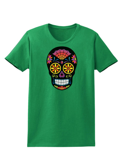 Version 2 Black Day of the Dead Calavera Womens Dark T-Shirt-TooLoud-Kelly-Green-X-Small-Davson Sales