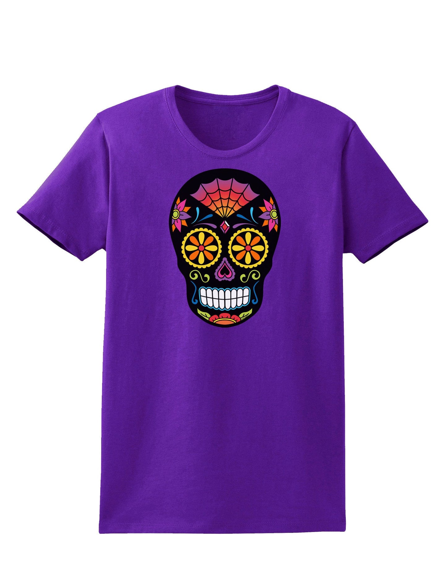 Version 2 Black Day of the Dead Calavera Womens Dark T-Shirt-TooLoud-Purple-X-Small-Davson Sales