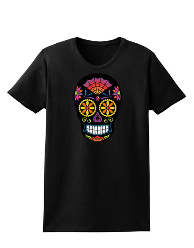 Version 2 Black Day of the Dead Calavera Womens Dark T-Shirt-TooLoud-Black-X-Small-Davson Sales