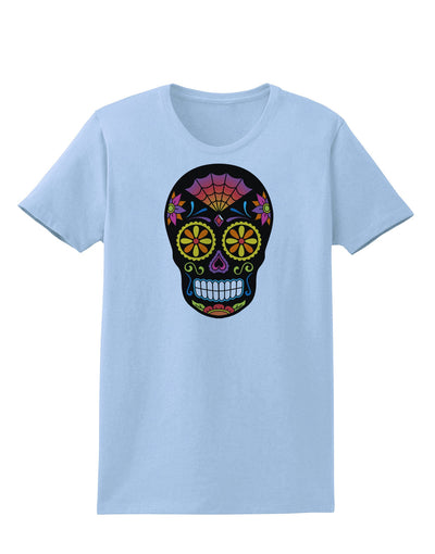 Version 2 Black Day of the Dead Calavera Womens T-Shirt-Womens T-Shirt-TooLoud-Light-Blue-X-Small-Davson Sales