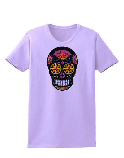 Version 2 Black Day of the Dead Calavera Womens T-Shirt-Womens T-Shirt-TooLoud-Lavender-X-Small-Davson Sales