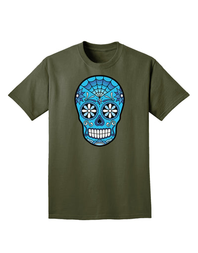 Version 3 Blue Day of the Dead Calavera Adult Dark T-Shirt-Mens T-Shirt-TooLoud-Military-Green-Small-Davson Sales