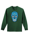 Version 3 Blue Day of the Dead Calavera Adult Long Sleeve Dark T-Shirt-TooLoud-Dark-Green-Small-Davson Sales