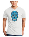 Version 3 Blue Day of the Dead Calavera Adult V-Neck T-shirt-Mens V-Neck T-Shirt-TooLoud-White-Small-Davson Sales