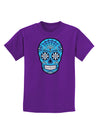 Version 3 Blue Day of the Dead Calavera Childrens Dark T-Shirt-Childrens T-Shirt-TooLoud-Purple-X-Small-Davson Sales