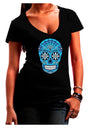 Version 3 Blue Day of the Dead Calavera Juniors V-Neck Dark T-Shirt-Womens V-Neck T-Shirts-TooLoud-Black-Small-Davson Sales