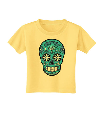Version 3 Blue Day of the Dead Calavera Toddler T-Shirt-Toddler T-Shirt-TooLoud-Daffodil-Yellow-2T-Davson Sales