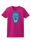 Version 3 Blue Day of the Dead Calavera Womens Dark T-Shirt-TooLoud-Hot-Pink-Small-Davson Sales