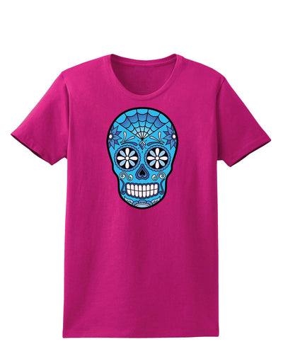 Version 3 Blue Day of the Dead Calavera Womens Dark T-Shirt-TooLoud-Hot-Pink-Small-Davson Sales