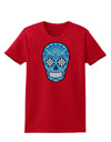 Version 3 Blue Day of the Dead Calavera Womens Dark T-Shirt-TooLoud-Red-X-Small-Davson Sales