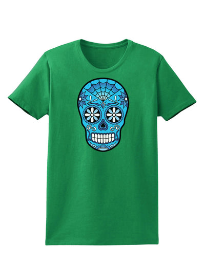 Version 3 Blue Day of the Dead Calavera Womens Dark T-Shirt-TooLoud-Kelly-Green-X-Small-Davson Sales