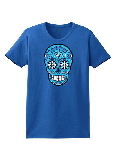 Version 3 Blue Day of the Dead Calavera Womens Dark T-Shirt-TooLoud-Royal-Blue-X-Small-Davson Sales