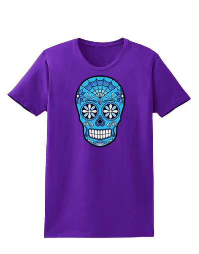 Version 3 Blue Day of the Dead Calavera Womens Dark T-Shirt-TooLoud-Purple-X-Small-Davson Sales