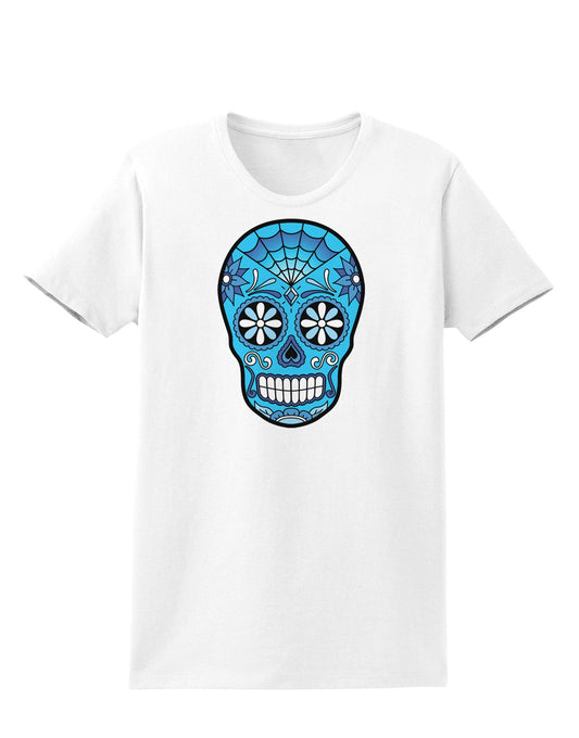 Version 3 Blue Day of the Dead Calavera Womens T-Shirt-Womens T-Shirt-TooLoud-White-X-Small-Davson Sales