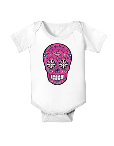 Version 4 Pink Day of the Dead Calavera Baby Romper Bodysuit-Baby Romper-TooLoud-White-06-Months-Davson Sales