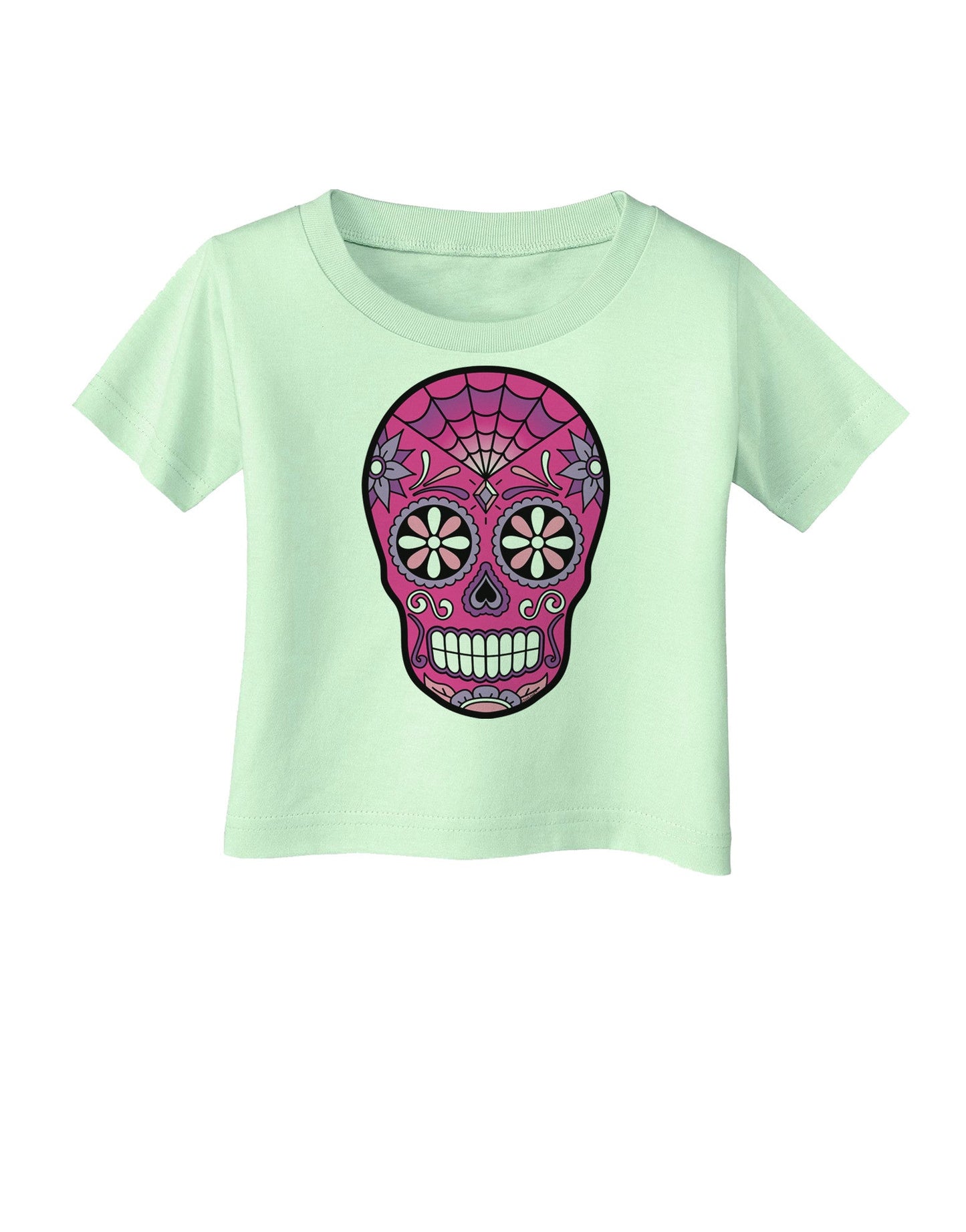 Version 4 Pink Day of the Dead Calavera Infant T-Shirt-Infant T-Shirt-TooLoud-Light-Green-06-Months-Davson Sales