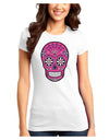 Version 4 Pink Day of the Dead Calavera Juniors T-Shirt-Womens Juniors T-Shirt-TooLoud-White-Juniors Fitted XS-Davson Sales