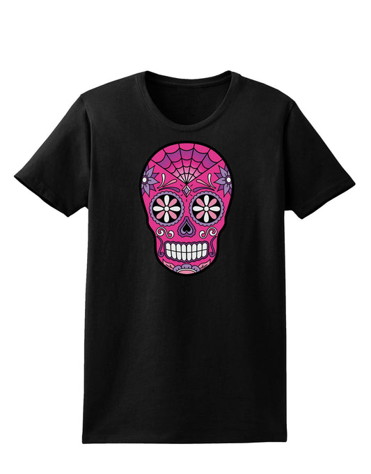Version 4 Pink Day of the Dead Calavera Womens Dark T-Shirt-TooLoud-Black-X-Small-Davson Sales