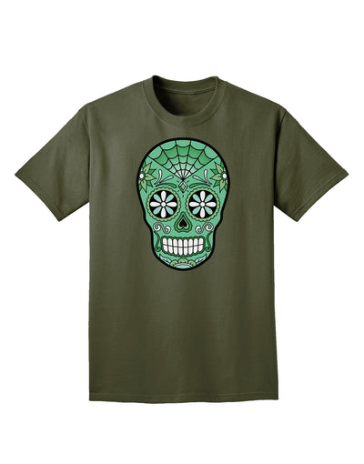 Version 5 Green Day of the Dead Calavera Adult Dark T-Shirt-Mens T-Shirt-TooLoud-Military-Green-Small-Davson Sales