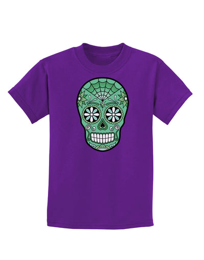 Version 5 Green Day of the Dead Calavera Childrens Dark T-Shirt-Childrens T-Shirt-TooLoud-Purple-X-Small-Davson Sales