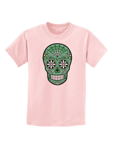 Version 5 Green Day of the Dead Calavera Childrens T-Shirt-Childrens T-Shirt-TooLoud-PalePink-X-Small-Davson Sales