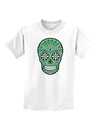 Version 5 Green Day of the Dead Calavera Childrens T-Shirt-Childrens T-Shirt-TooLoud-White-X-Small-Davson Sales