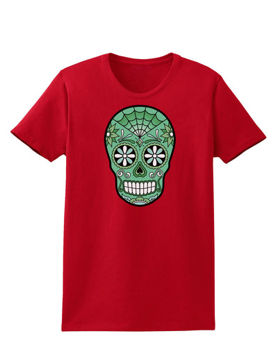 Version 5 Green Day of the Dead Calavera Womens Dark T-Shirt-TooLoud-Red-X-Small-Davson Sales