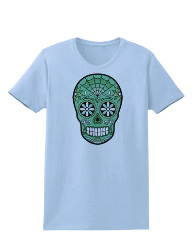 Version 5 Green Day of the Dead Calavera Womens T-Shirt-Womens T-Shirt-TooLoud-Light-Blue-X-Small-Davson Sales