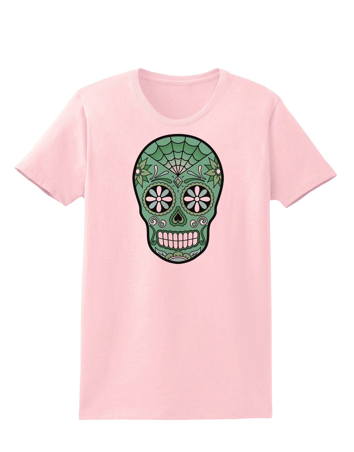 Version 5 Green Day of the Dead Calavera Womens T-Shirt-Womens T-Shirt-TooLoud-PalePink-X-Small-Davson Sales