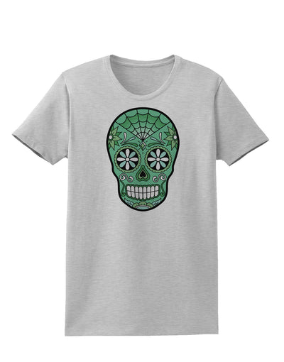 Version 5 Green Day of the Dead Calavera Womens T-Shirt-Womens T-Shirt-TooLoud-AshGray-X-Small-Davson Sales