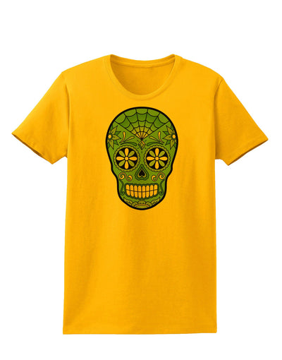 Version 5 Green Day of the Dead Calavera Womens T-Shirt-Womens T-Shirt-TooLoud-Gold-X-Small-Davson Sales