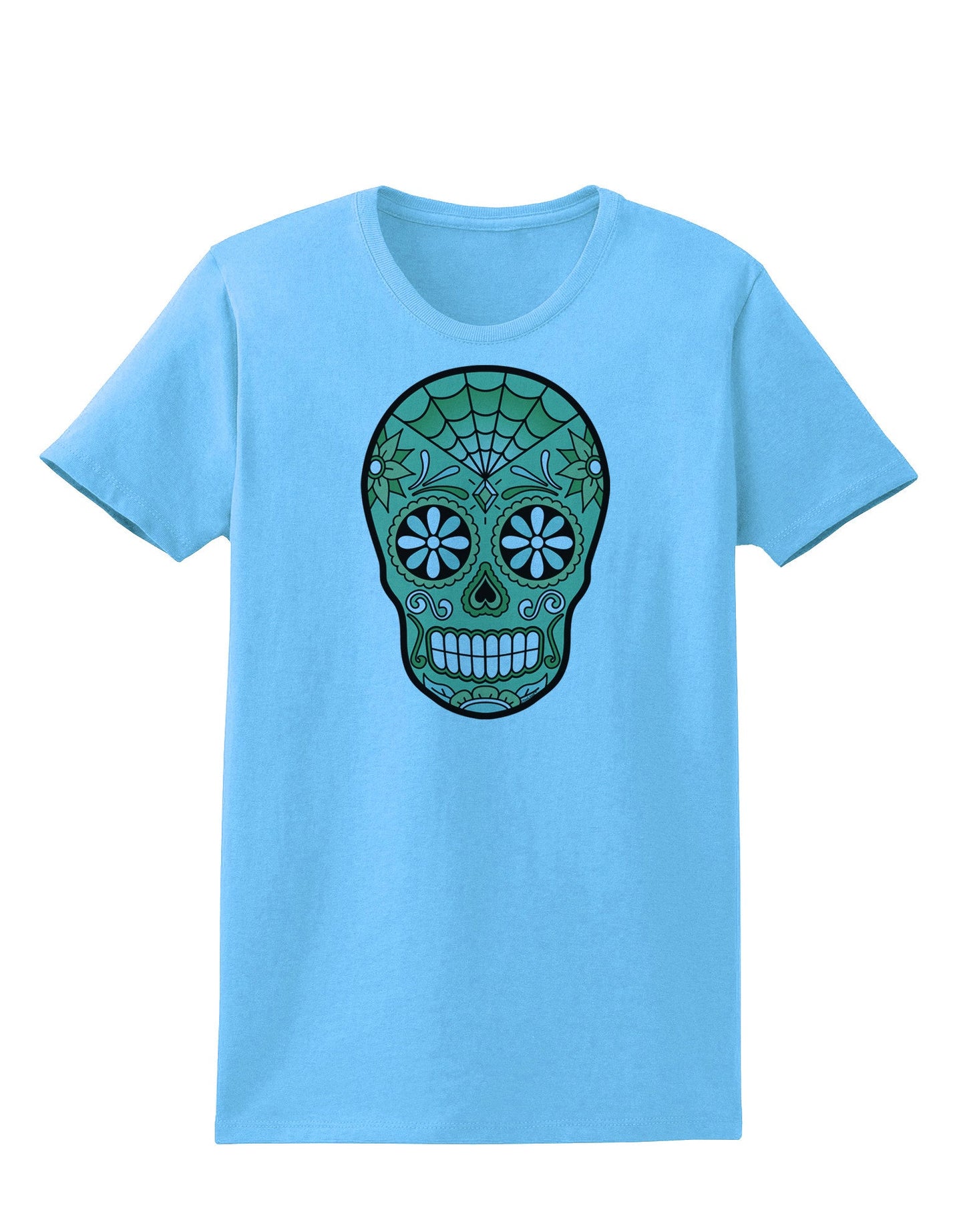 Version 5 Green Day of the Dead Calavera Womens T-Shirt-Womens T-Shirt-TooLoud-Aquatic-Blue-X-Small-Davson Sales