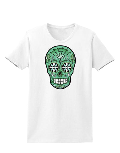 Version 5 Green Day of the Dead Calavera Womens T-Shirt-Womens T-Shirt-TooLoud-White-X-Small-Davson Sales