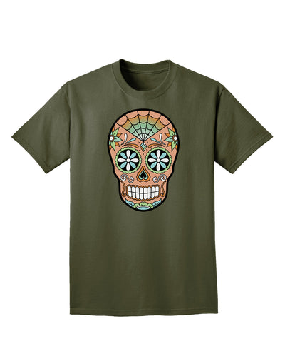 Version 6 Copper Patina Day of the Dead Calavera Adult Dark T-Shirt-Mens T-Shirt-TooLoud-Military-Green-Small-Davson Sales