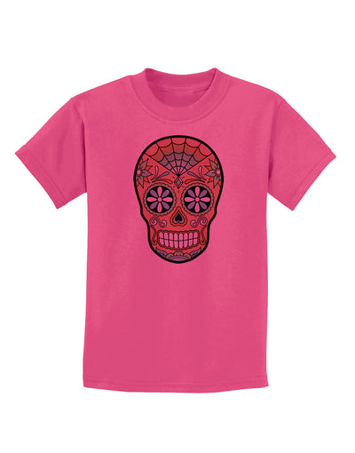 Version 6 Copper Patina Day of the Dead Calavera Childrens T-Shirt-Childrens T-Shirt-TooLoud-Sangria-X-Small-Davson Sales