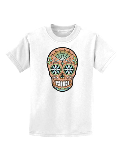 Version 6 Copper Patina Day of the Dead Calavera Childrens T-Shirt-Childrens T-Shirt-TooLoud-White-X-Small-Davson Sales