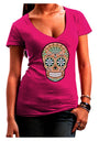 Version 6 Copper Patina Day of the Dead Calavera Juniors V-Neck Dark T-Shirt-Womens V-Neck T-Shirts-TooLoud-Hot-Pink-Small-Davson Sales