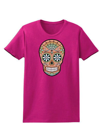 Version 6 Copper Patina Day of the Dead Calavera Womens Dark T-Shirt-TooLoud-Hot-Pink-Small-Davson Sales