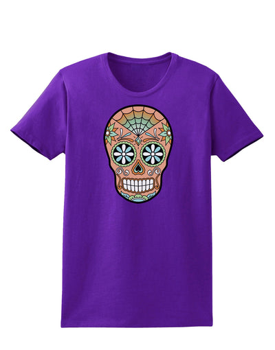 Version 6 Copper Patina Day of the Dead Calavera Womens Dark T-Shirt-TooLoud-Purple-X-Small-Davson Sales
