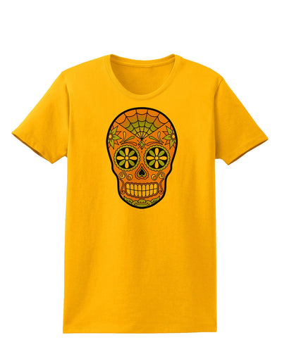 Version 6 Copper Patina Day of the Dead Calavera Womens T-Shirt-Womens T-Shirt-TooLoud-Gold-X-Small-Davson Sales